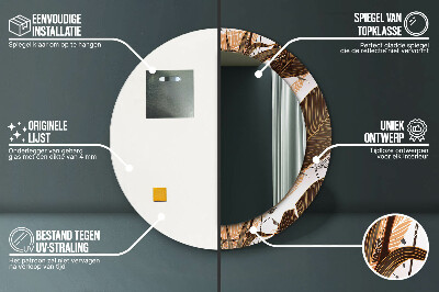 Espelho decorativo redondo Folhas de palmeira