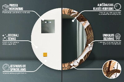 Espelho decorativo redondo Folhas de palmeira