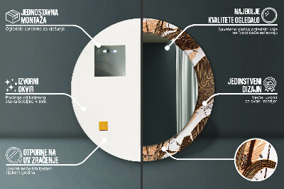 Espelho decorativo redondo Folhas de palmeira