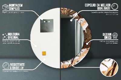 Espelho decorativo redondo Folhas de palmeira