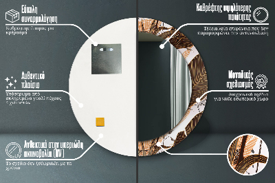 Espelho decorativo redondo Folhas de palmeira