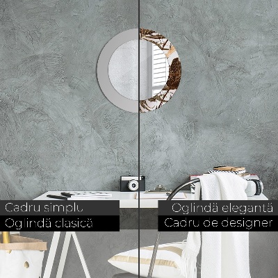 Espelho decorativo redondo Folhas de palmeira