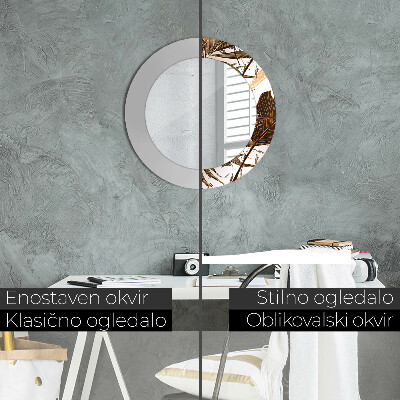 Espelho decorativo redondo Folhas de palmeira