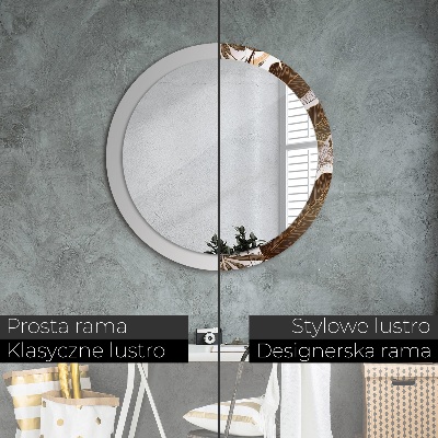 Espelho decorativo redondo Folhas de palmeira