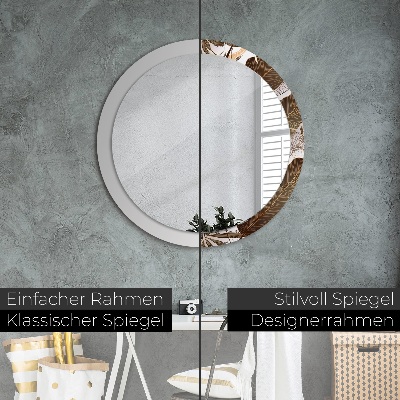 Espelho decorativo redondo Folhas de palmeira