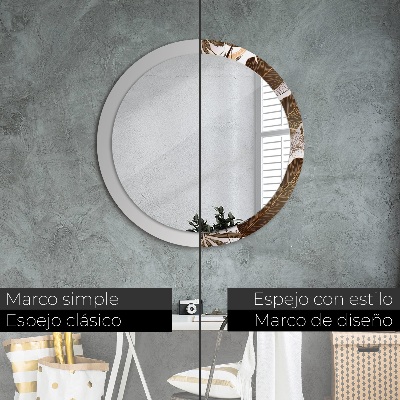 Espelho decorativo redondo Folhas de palmeira