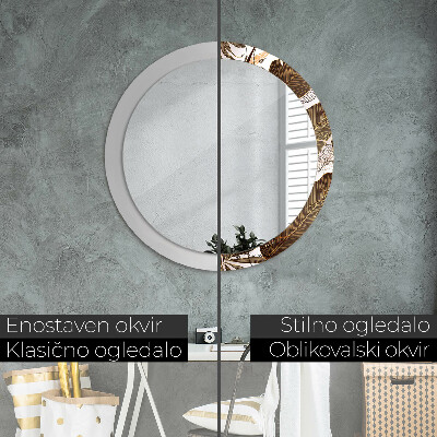 Espelho decorativo redondo Folhas de palmeira