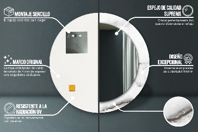 Espelho redondo decorativo Mármore branco