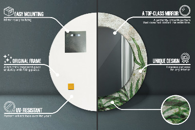 Espelho decorativo redondo Folhas de samambaia