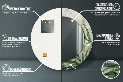 Espelho decorativo redondo Folhas de samambaia