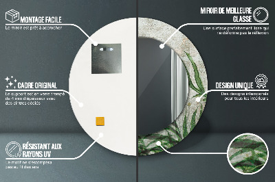 Espelho decorativo redondo Folhas de samambaia