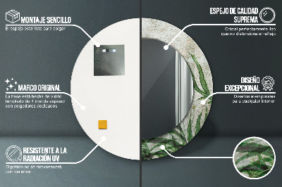Espelho decorativo redondo Folhas de samambaia