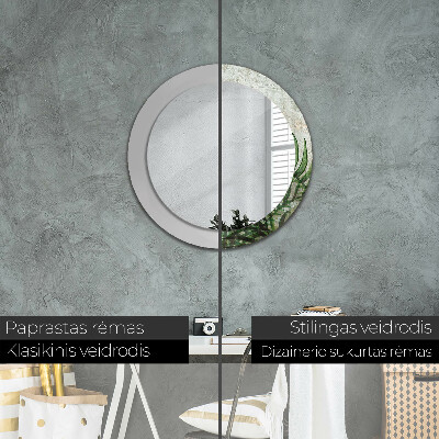 Espelho decorativo redondo Folhas de samambaia