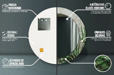 Espelho decorativo redondo Folhas de samambaia