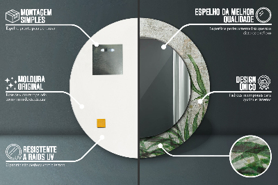 Espelho decorativo redondo Folhas de samambaia