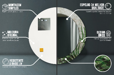 Espelho decorativo redondo Folhas de samambaia