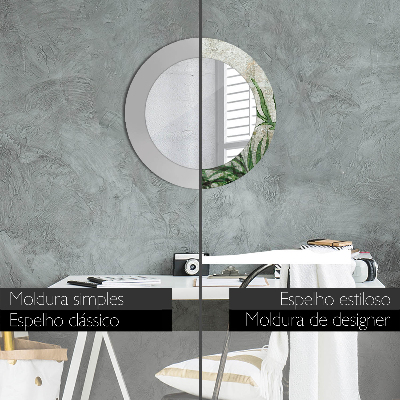 Espelho decorativo redondo Folhas de samambaia