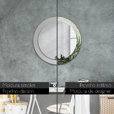 Espelho decorativo redondo Folhas de samambaia