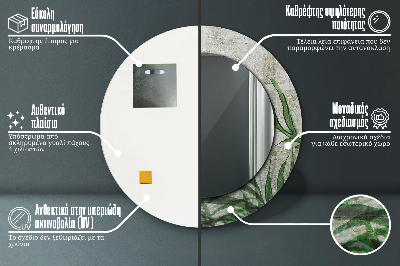 Espelho decorativo redondo Folhas de samambaia