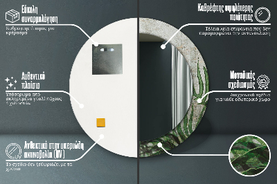 Espelho decorativo redondo Folhas de samambaia