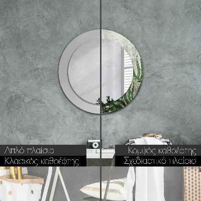 Espelho decorativo redondo Folhas de samambaia