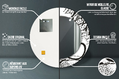 Espelho redondo decorativo Padrão de grafite