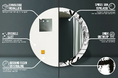 Espelho redondo decorativo Padrão de grafite