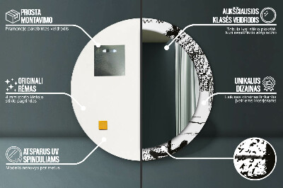 Espelho redondo decorativo Padrão de grafite