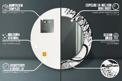 Espelho redondo decorativo Padrão de grafite