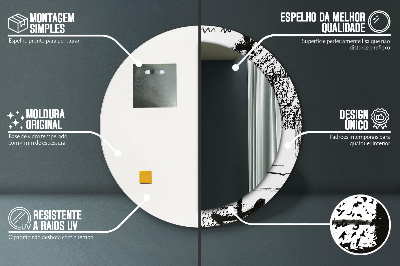 Espelho redondo decorativo Padrão de grafite