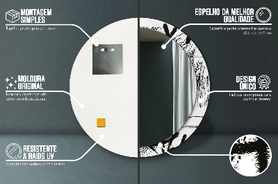 Espelho redondo decorativo Padrão de grafite