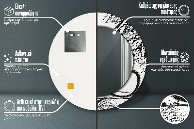 Espelho redondo decorativo Padrão de grafite