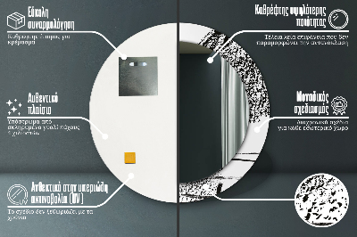 Espelho redondo decorativo Padrão de grafite