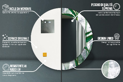 Espelho redondo decorativo Folhas tropicais