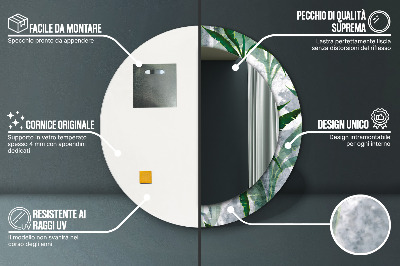 Espelho redondo decorativo Folhas tropicais