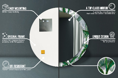 Espelho redondo decorativo Folhas tropicais