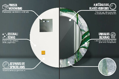 Espelho redondo decorativo Folhas tropicais