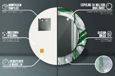 Espelho redondo decorativo Folhas tropicais