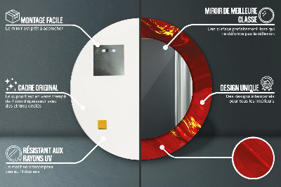 Espelho decorativo redondo Mármore vermelho