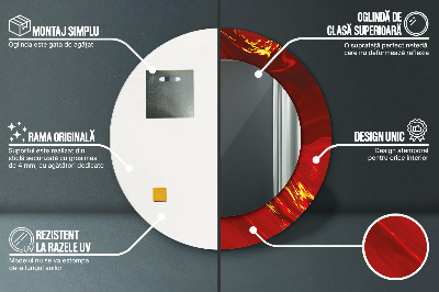 Espelho decorativo redondo Mármore vermelho