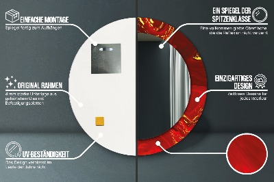 Espelho decorativo redondo Mármore vermelho