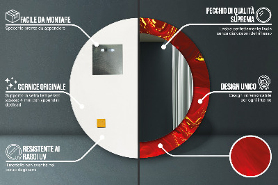 Espelho decorativo redondo Mármore vermelho