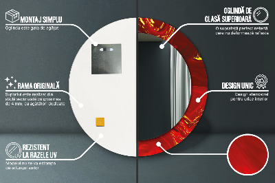 Espelho decorativo redondo Mármore vermelho