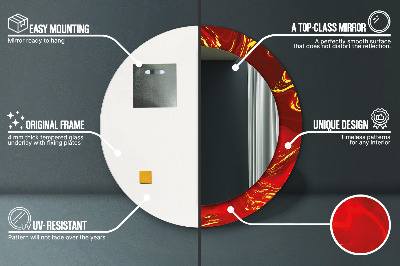 Espelho decorativo redondo Mármore vermelho