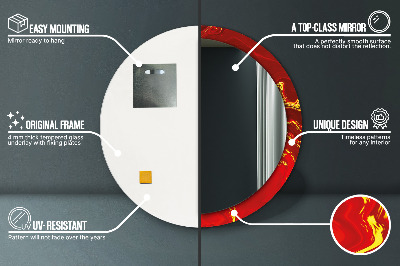 Espelho decorativo redondo Mármore vermelho