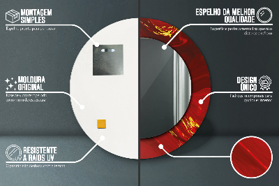 Espelho decorativo redondo Mármore vermelho