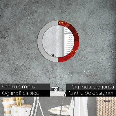 Espelho decorativo redondo Mármore vermelho