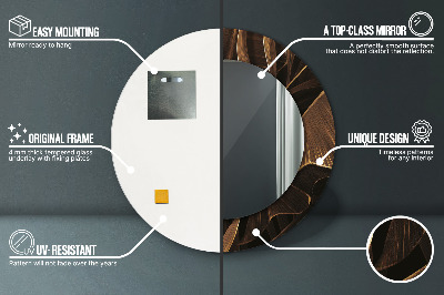 Espelho decorativo redondo Folhas de bananeira marrons