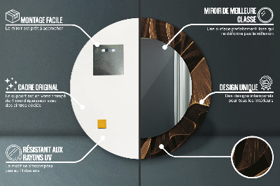 Espelho decorativo redondo Folhas de bananeira marrons