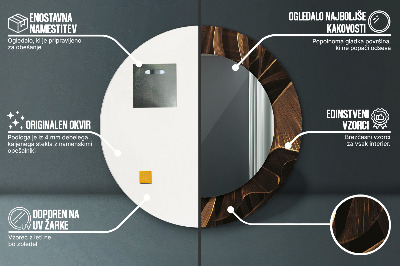 Espelho decorativo redondo Folhas de bananeira marrons